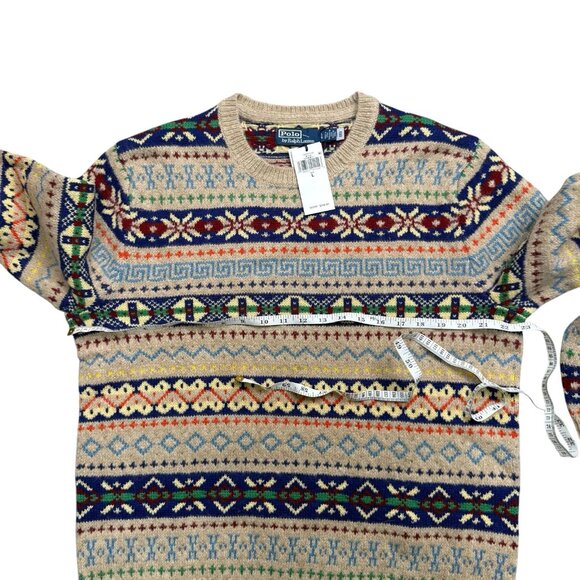 Polo Ralph Lauren Fair Isle Jacquard Wool Alpaca Holiday Sweater Sportsman L - Picture 9 of 13